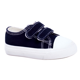 Apawwa Børnesneakers Marineblå Fanot med velcro hvid marine blå