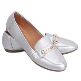 Sølv metalliske loafers 9F176 Sølv grå