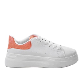 Hvide skinnende sneakers LLQ204-3 orange