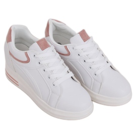 Hvide BY-0370 WHITE / PINK sneakers på en skjult kile