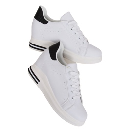 Hvide MY-0367 HVID / SORT sneakers på en skjult kile