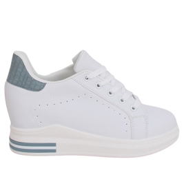 Hvide MY-0367 HVID / BLÅ sneakers på en skjult kile