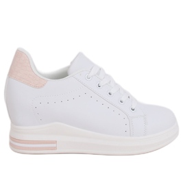 Hvide MY-0367 WHITE / PINK sneakers på en skjult kile