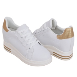 Hvide MY-0367 WHITE / GOLD sneakers på en skjult kile gylden