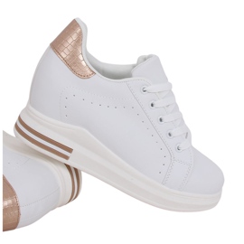Hvide MY-0367 WHITE / CHAMPAGNE sneakers på en skjult kile