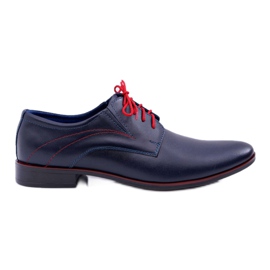 Mario Boschetti Brogues til mænd, Elegant læder, Marineblå Menelaos rød marine blå