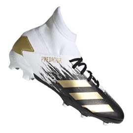 Adidas Predator 20.3 Fg Jr FW9215 fodboldstøvler grå / sølv, hvid, sort, guld hvid