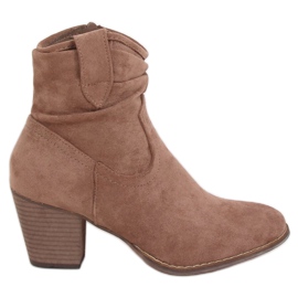 Beige højhælede støvler 100-986B0-2 Khaki brun