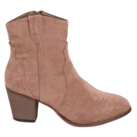Højhælede cowboystøvler i beige 100-985B0-2 Khaki