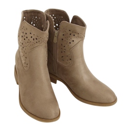 Åbne støvler med skjult hælbeige CH2008 Beige brun