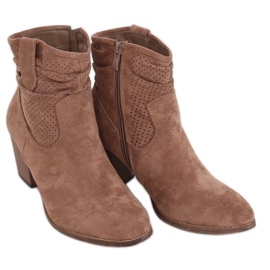 Beige højhælede støvler 100-987B0-2 Khaki brun