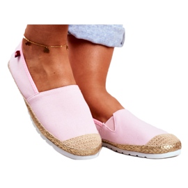 Kvinders Espadriller, flettet sål Pink Big Star DD274728 beige lyserød gylden