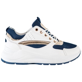 Ideal Shoes Stilfulde sportssko hvid marine blå