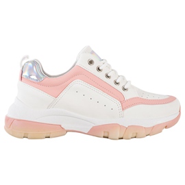 SHELOVET Eco læder sneakers hvid lyserød