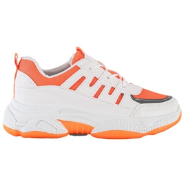 SHELOVET Komfortable sneakers med mesh hvid orange