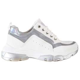 SHELOVET Eco læder sneakers hvid grå
