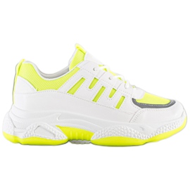 SHELOVET Komfortable sneakers med mesh hvid gul