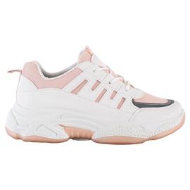 SHELOVET Komfortable sneakers med mesh hvid lyserød