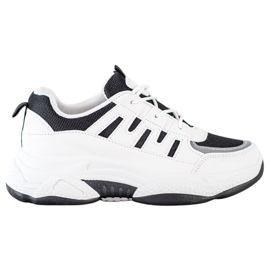 SHELOVET Komfortable sneakers med mesh hvid sort
