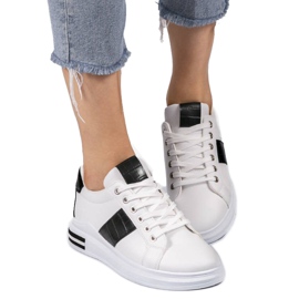 Hvide fashionable sneakers med øko-læder C912 sort