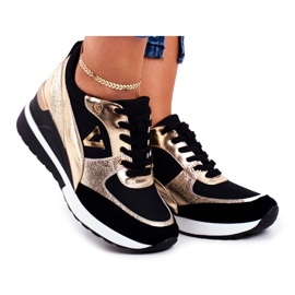 Vinceza Kvinders sportssko sneakers sort og guld 21-10574