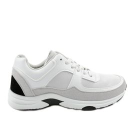 Hvide fashionable sports sneakers lavet af øko-læder CH005 grå