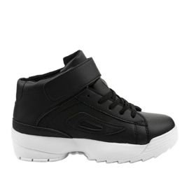 Sort-hvide sportssneakers i øko-læder B-05