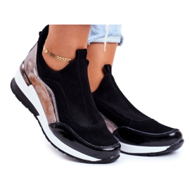 Vinceza Kvinders sportssko Sneakers sort læder 21-7780