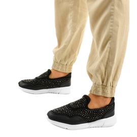 Sort og hvide slip-on sportssko B84-1