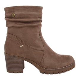 Støvler på høje hæle mørk beige QQ-02 Khaki