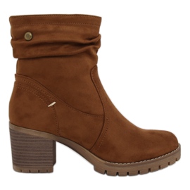Brune bredhælede støvler QQ-02 Camel
