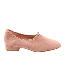 Lyserøde, slip-on sko med cubic zirconias LL-96P