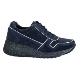 Filippo Læder Sneakers Med Glitter Platform blå