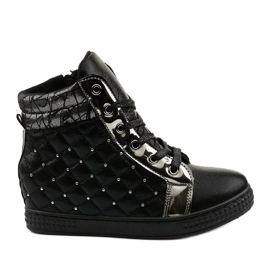 Sorte sneakers på kilen R468-2