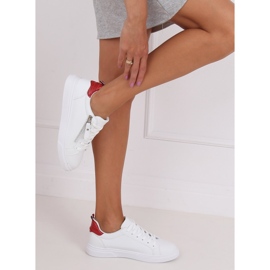 Hvide sneakers til kvinder KK-206 WHITE / RED Ii Genre