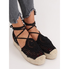 Sorte gennembrudte espadriller YQ233 Black II Quality