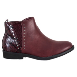 Small Swan Burgundy Snake Print støvler rød