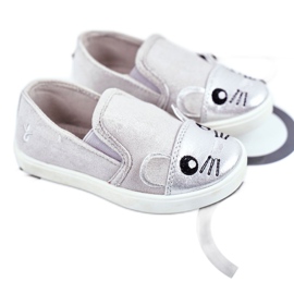 Sabana Børnesneakers Slip-on med mus lysegrå slik
