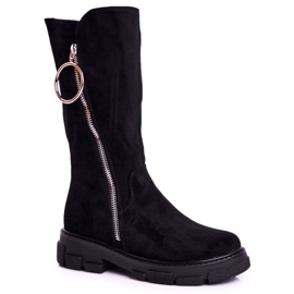 Apawwa Højstøvler til børn Suede Warmed Black Norabel sort sort