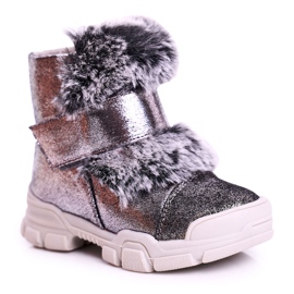 Apawwa Børns varme støvler Velcro Fur Grey Husar grå