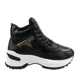 Sorte, moderigtige, øko-læder Daera sneakers