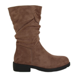 Dame korte støvler mørk beige CH1908 Khaki