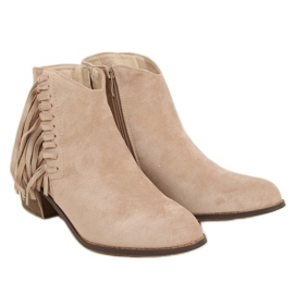 Støvler med frynser beige 100-113B0-2 Nøgen