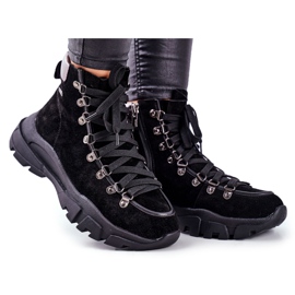 Kvinders trekkingsko Trappers Læder ruskind Big Star GG274893 sort