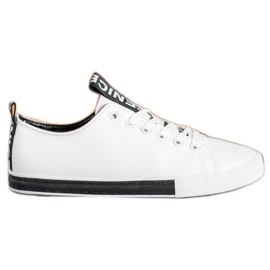 SHELOVET Eco læder sneakers hvid sort