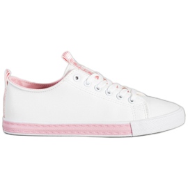 SHELOVET Eco læder sneakers hvid lyserød