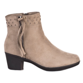 Kylie Beige støvler med frynser