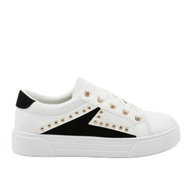 Hvide klassiske sneakers med rhinsten A88-69 sort
