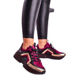 Dame Brogues Sneakers Maciejka Læder Bourgogne 04731-23 rød flerfarvet