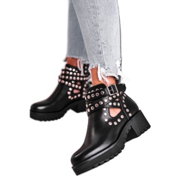 Damestøvler med nitter Grunge Black Heavenly sort